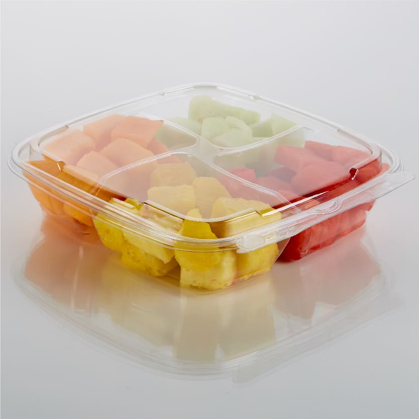 64 oz. 4 Compartment Square Tamper Evident Container - Lacerta
